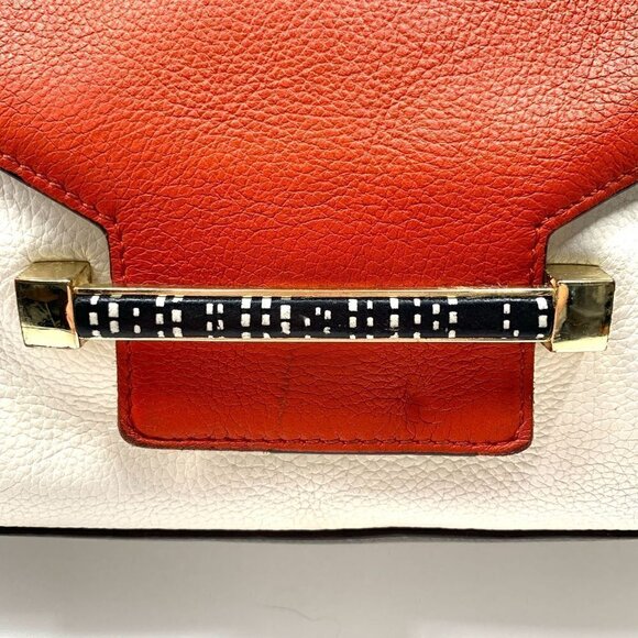 Vince Camuto Color Block Front Flap Crossbody Bag - Coral/White/Gray Leather - Picture 2 of 11